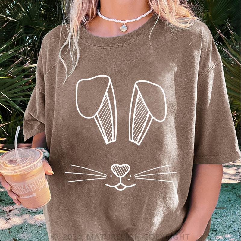 Maturelion Osterhase mit großen Ohren Damen Gewaschene Vintage T-Shirt