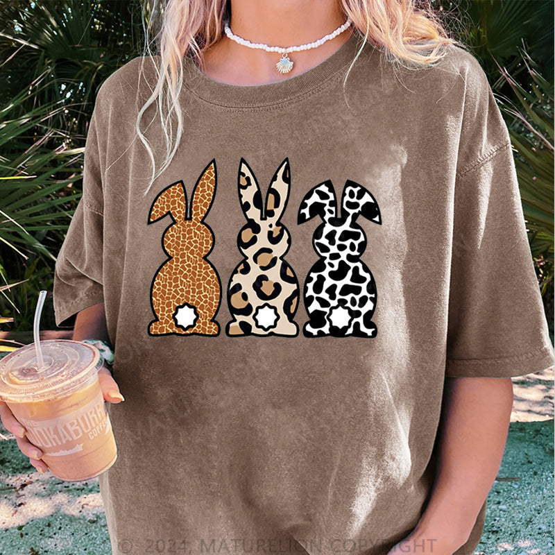 Maturelion Drei Osterhasen Damen Gewaschene Vintage T-Shirt