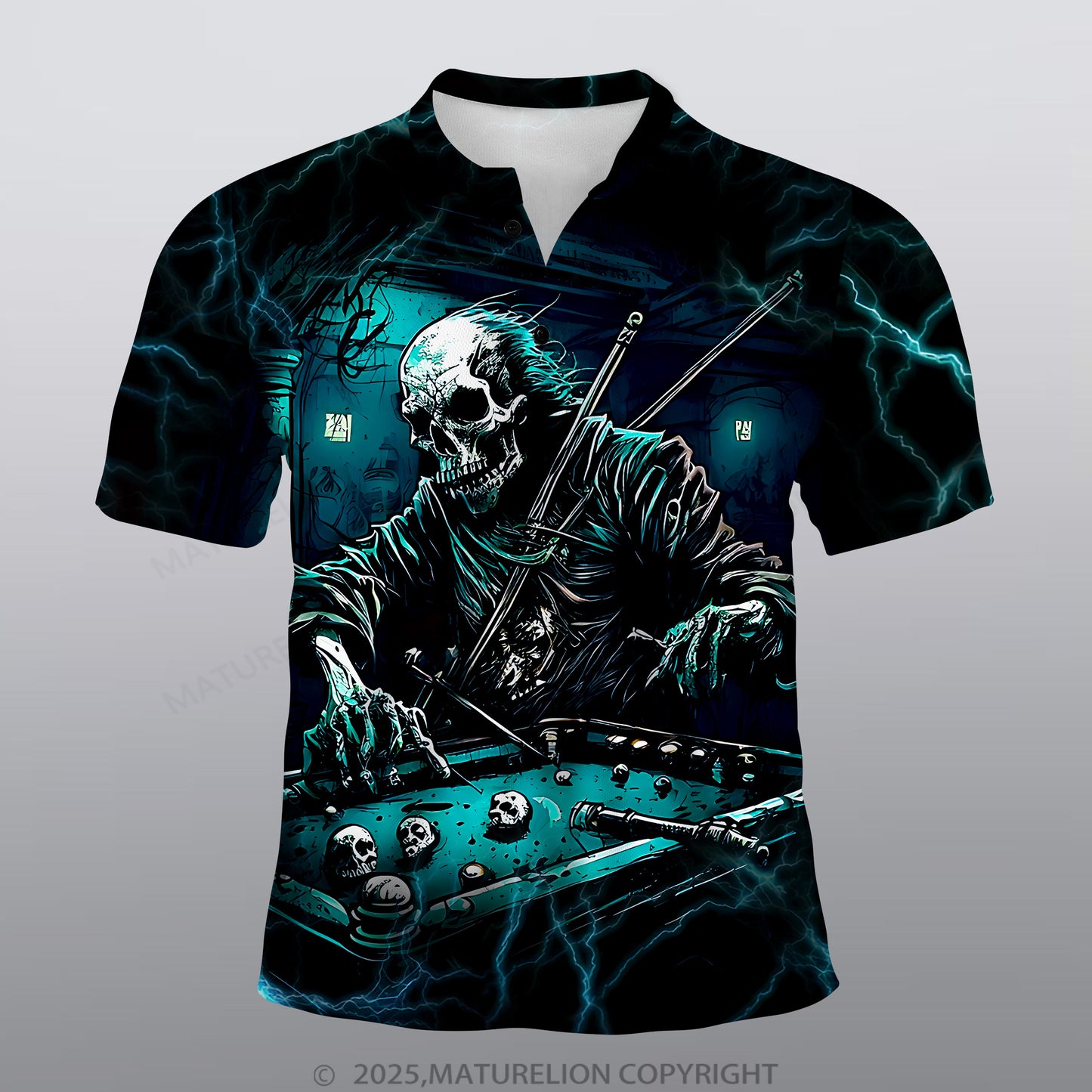 Maturelion Billard Männer Voll-Print Polo Shirt
