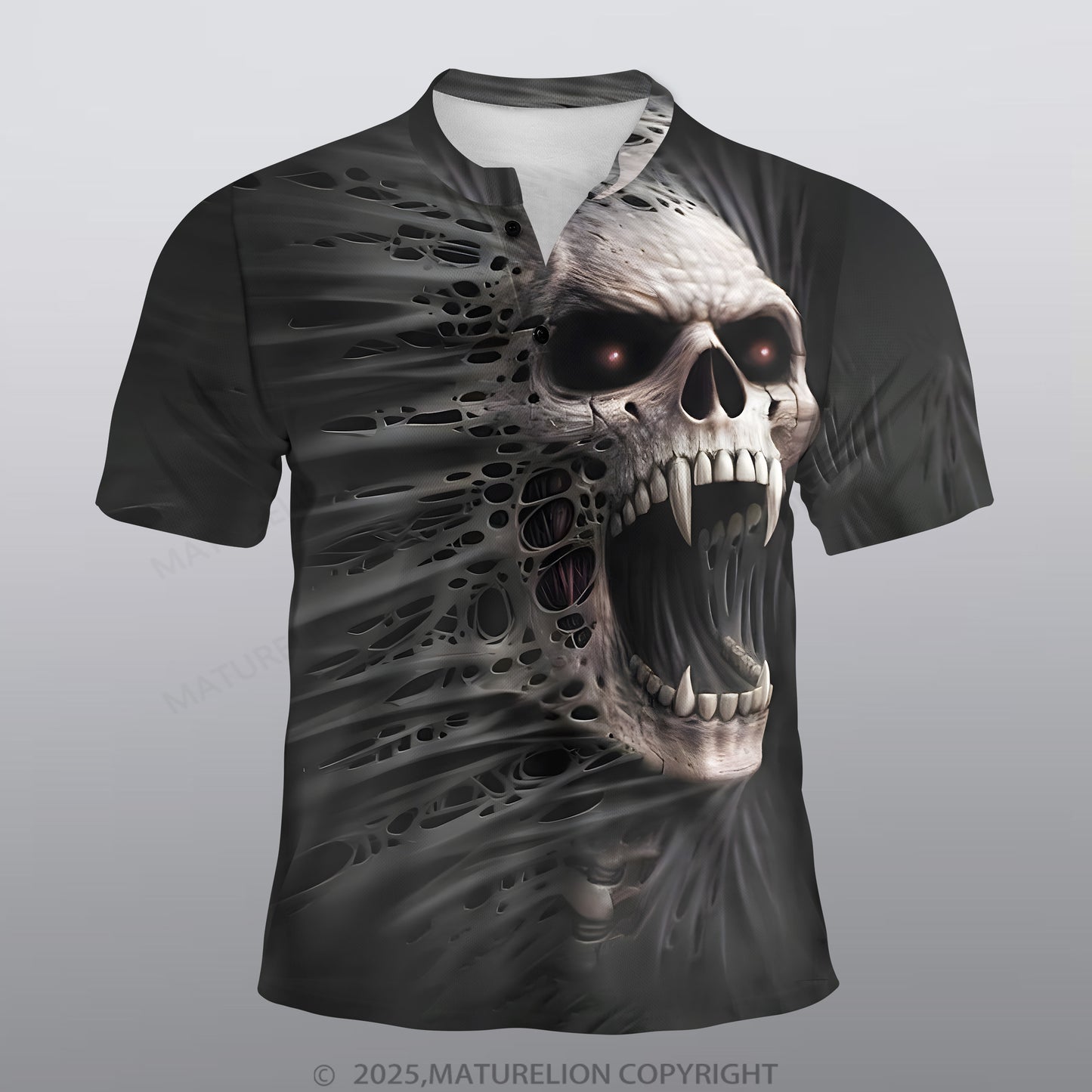 Maturelion Skeleton Männer Voll-Print Polo Shirt