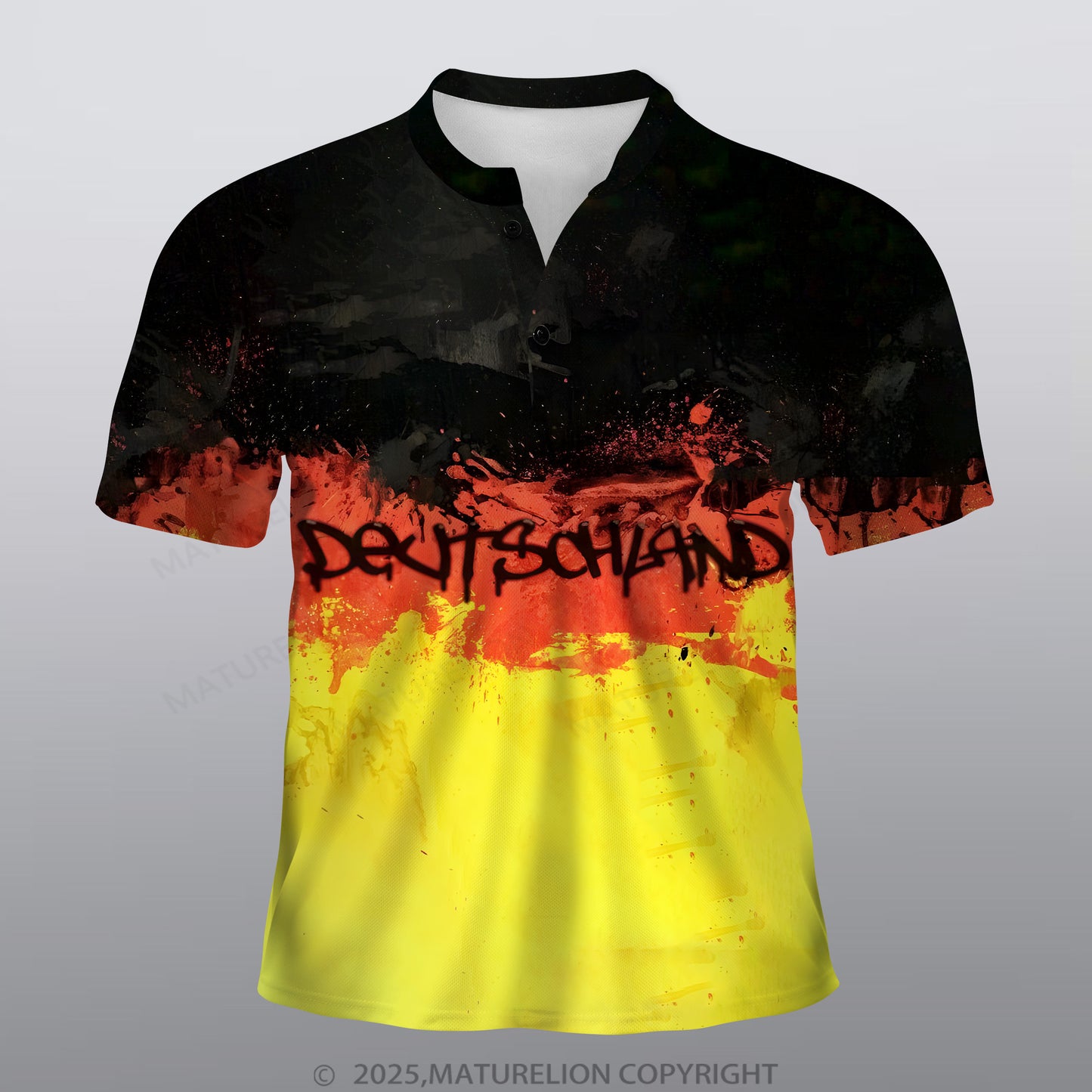 Maturelion Deutschland Männer Voll-Print Polo Shirt
