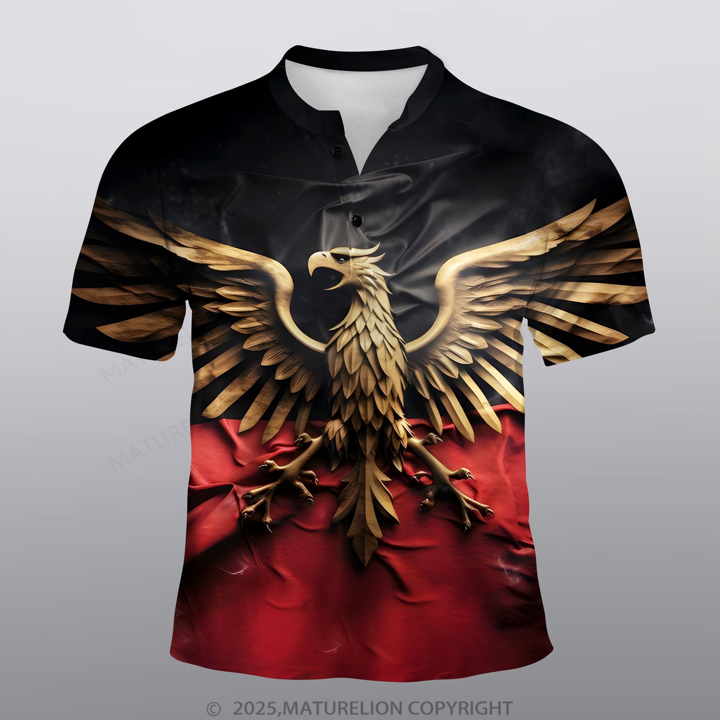 Maturelion Adler Männer Voll-Print Polo Shirt
