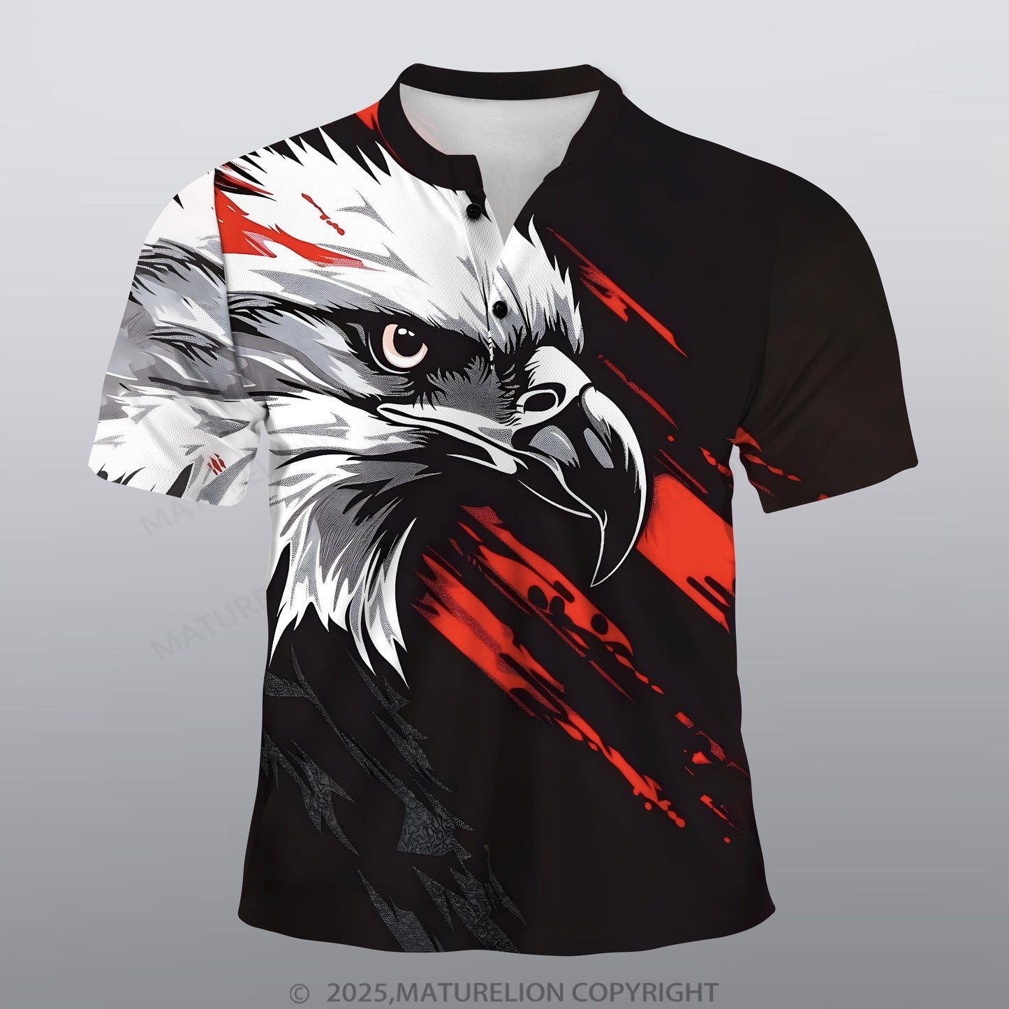 Maturelion Adler Männer Voll-Print Polo Shirt