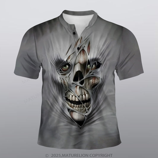 Maturelion Skeleton Männer Voll-Print Polo Shirt