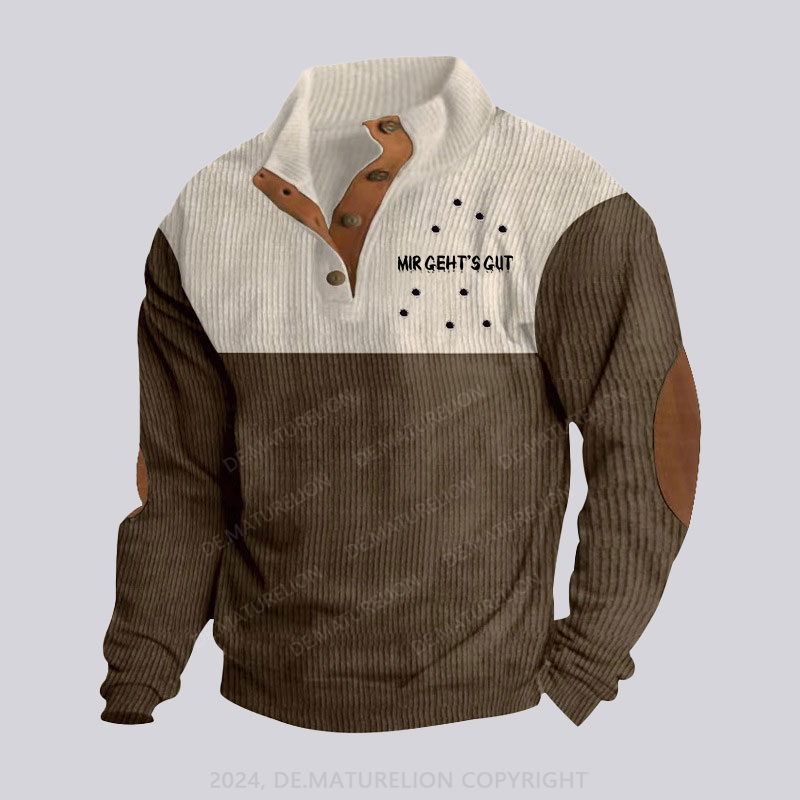 Maturelion Mir geht's gut Stehkragen Knopf Polo Shirt