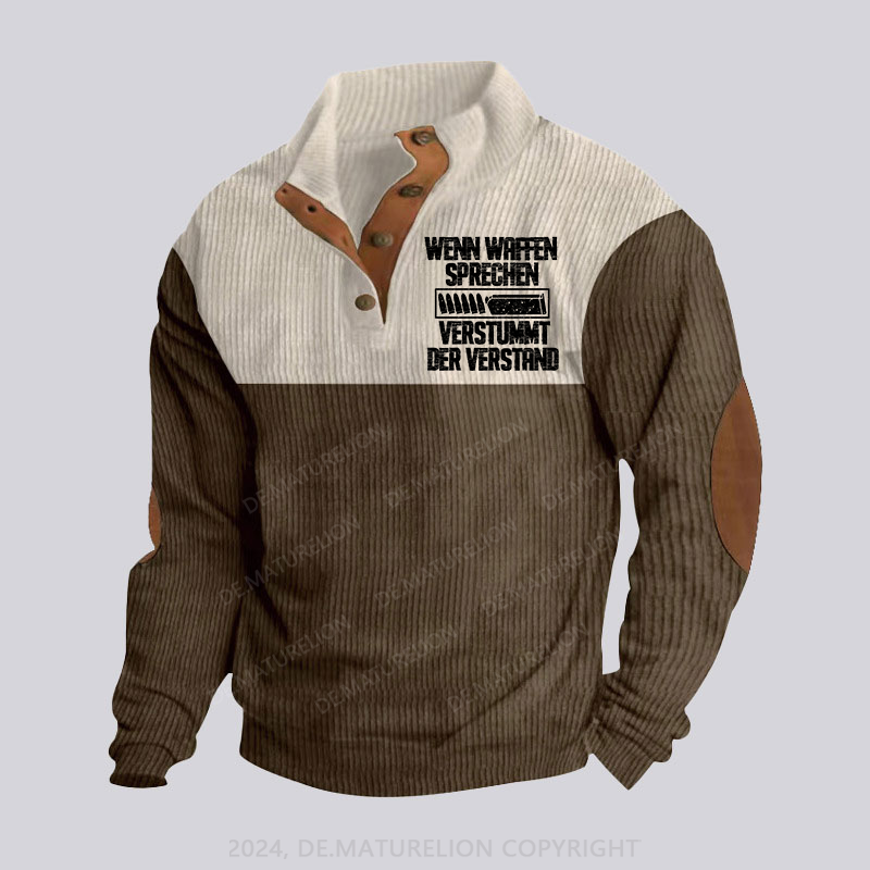 Maturelion Wenn Waffen sprechen, verstummt der Verstand Stehkragen Knopf Polo Shirt