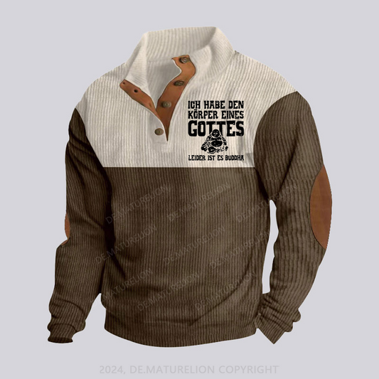 Maturelion Ich Habe Den Körper Eines Gottes Leider Ist Es Buddha Stehkragen Knopf Polo Shirt