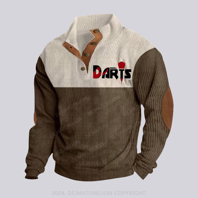 Maturelion Darts Sport Stehkragen Knopf Polo Shirt