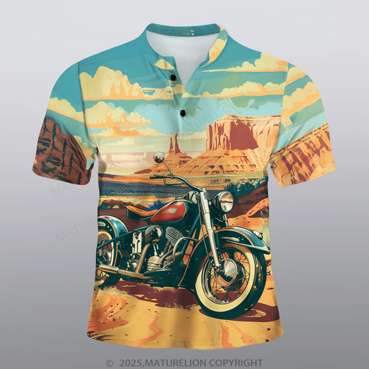 Maturelion Motorrad Männer Voll-Print Polo Shirt