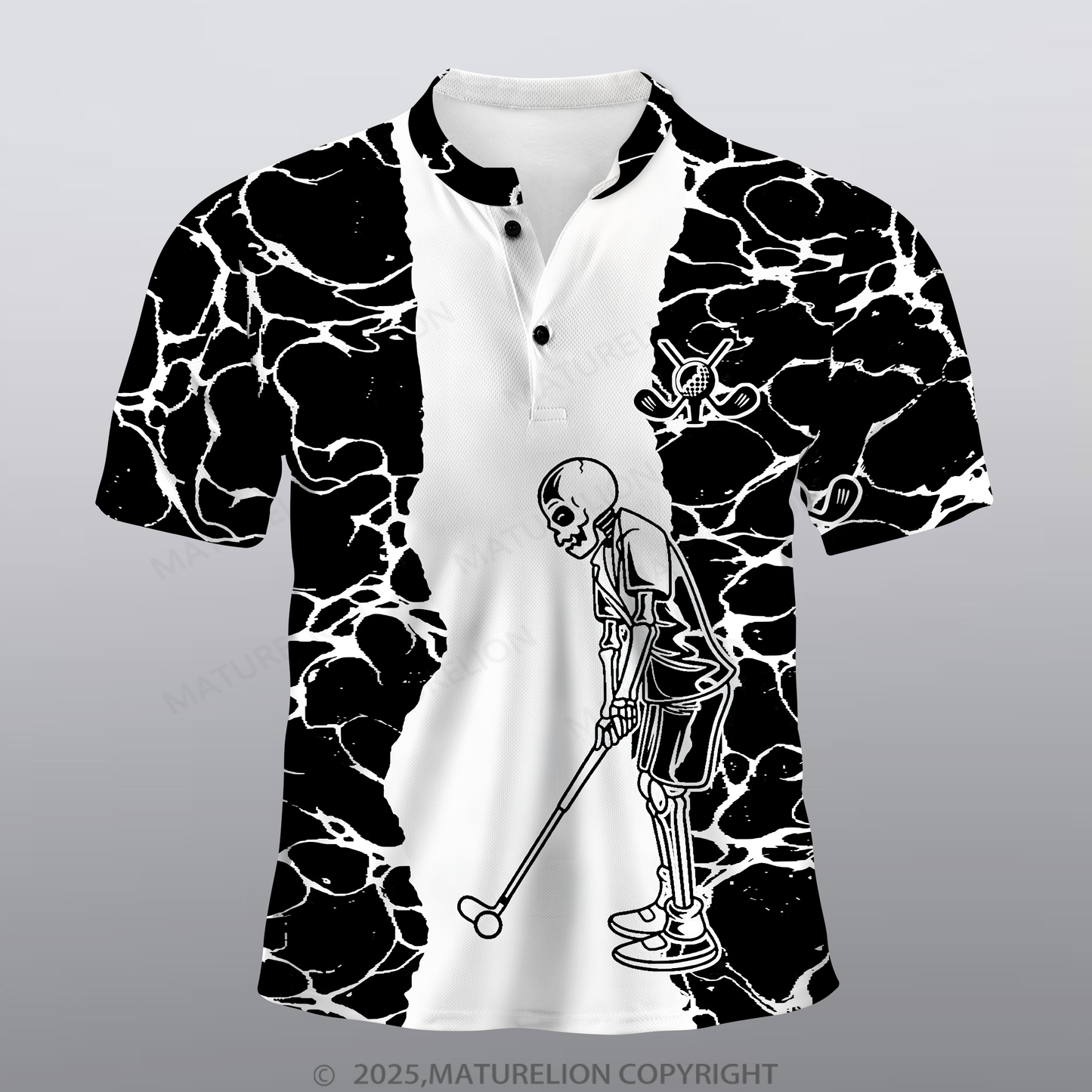 Maturelion Golf Männer Voll-Print Polo Shirt