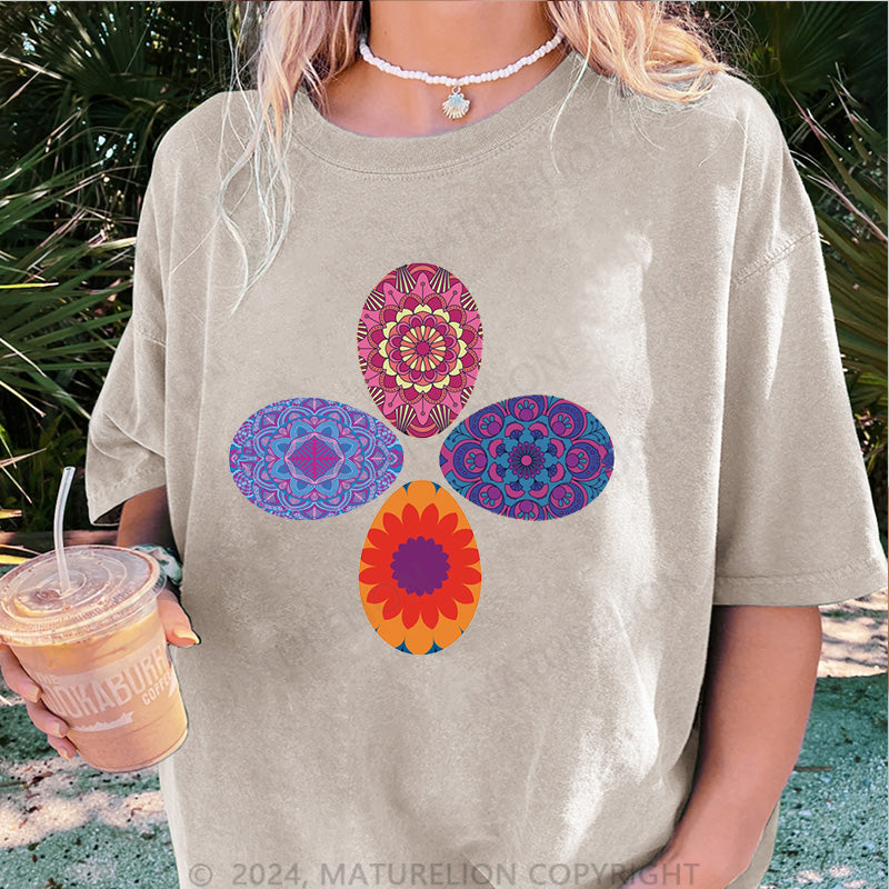 Maturelion Vier Ostereier Damen Gewaschene Vintage T-Shirt