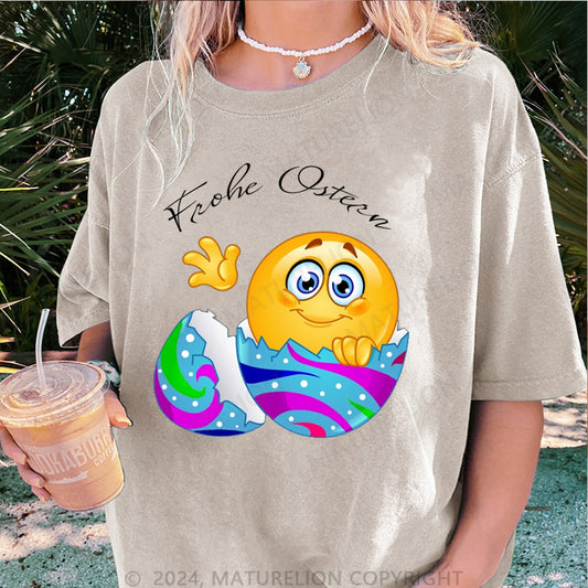 Maturelion Frohe Ostern Damen Gewaschene Vintage T-Shirt