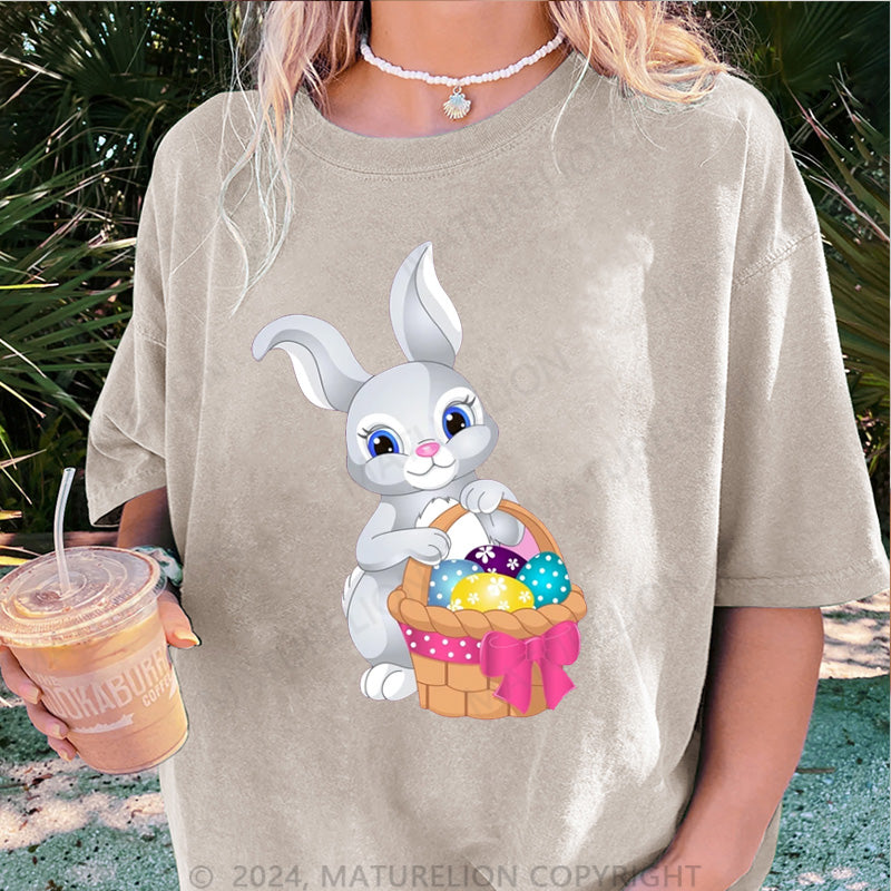 Maturelion Ostern Hase und Eier Damen Gewaschene Vintage T-Shirt