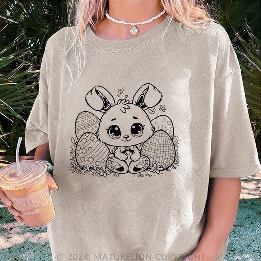 Maturelion Osterhase und Ostereier Damen Gewaschene Vintage T-Shirt