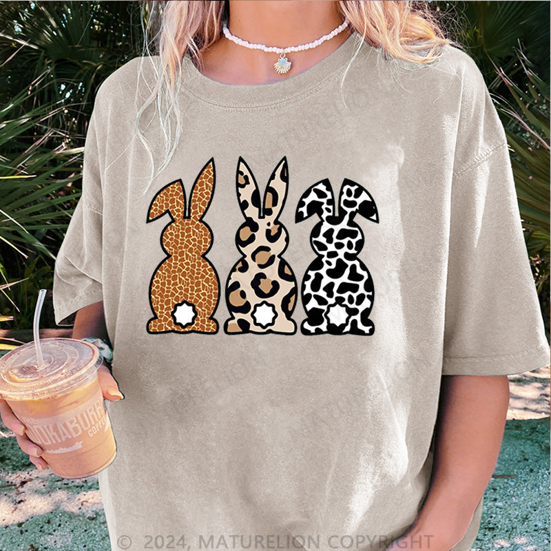 Maturelion Drei Osterhasen Damen Gewaschene Vintage T-Shirt