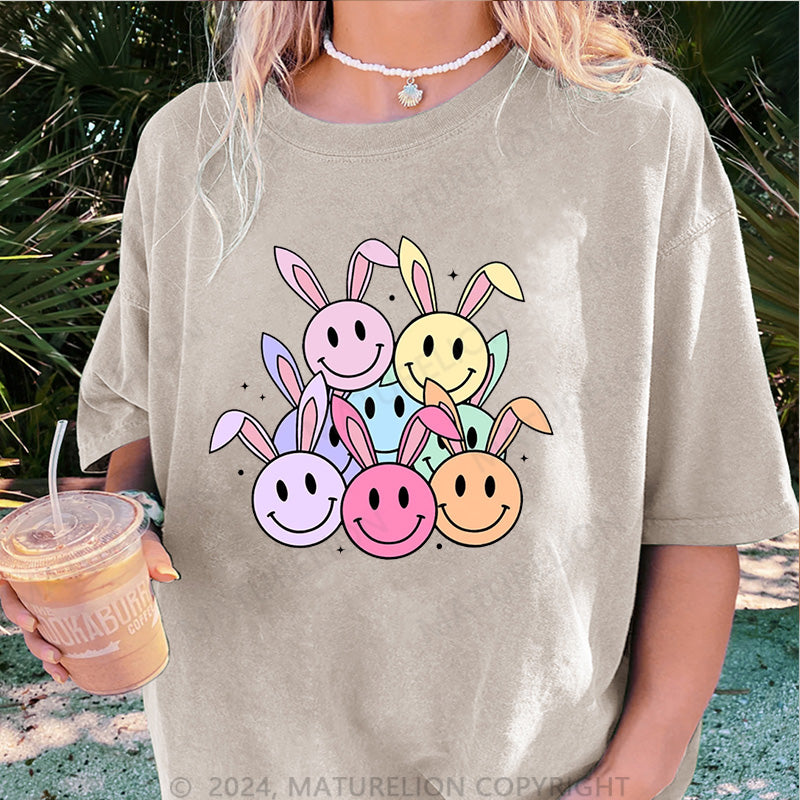 Maturelion Bunt Osterhasen Damen Gewaschene Vintage T-Shirt