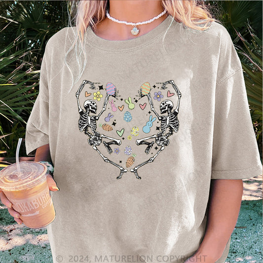 Maturelion Skelett tanzt und Frohe Ostern Damen Gewaschene Vintage T-Shirt