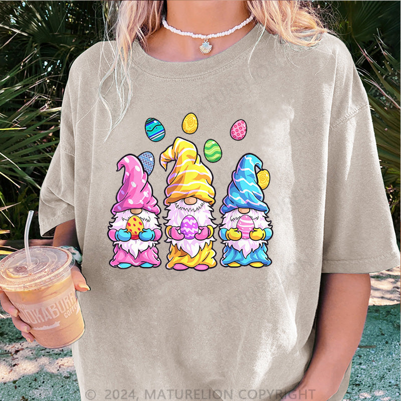 Maturelion Bunt Zwerg und bunt Ostereier Damen Gewaschene Vintage T-Shirt