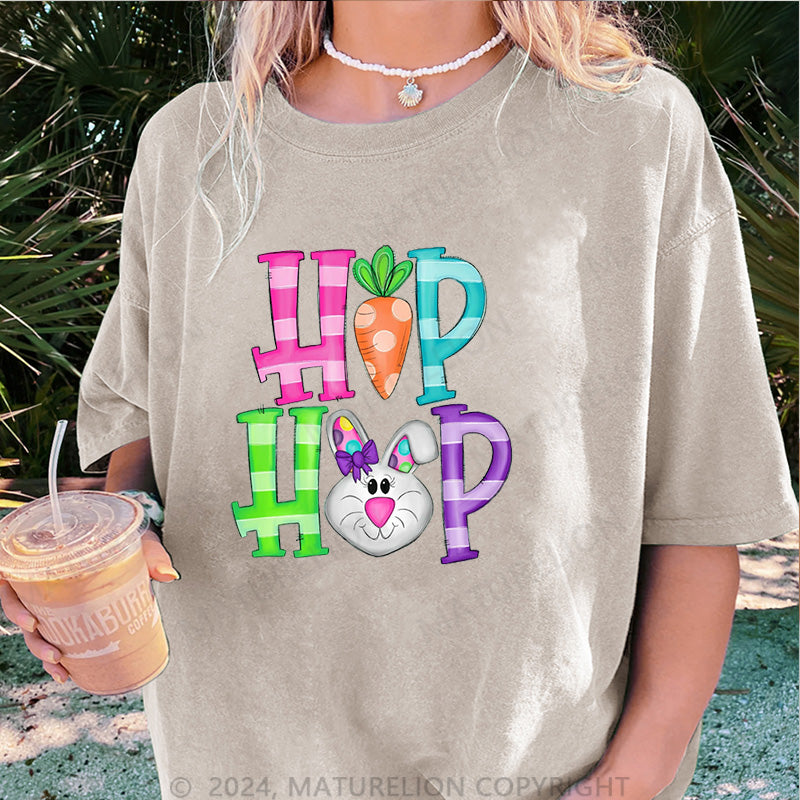 Maturelion Hip Hop Osterhase Damen Gewaschene Vintage T-Shirt