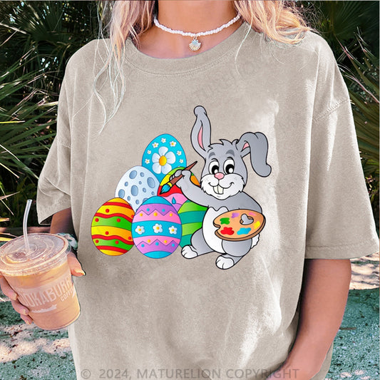 Maturelion Kunst Ostern Eier Damen Gewaschene Vintage T-Shirt