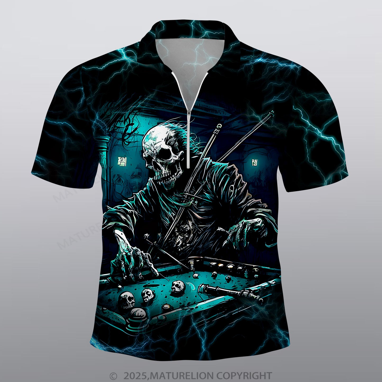 Maturelion Billard Männer Voll-Print Polo Shirt