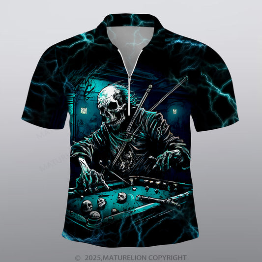 Maturelion Billard Männer Voll-Print Polo Shirt