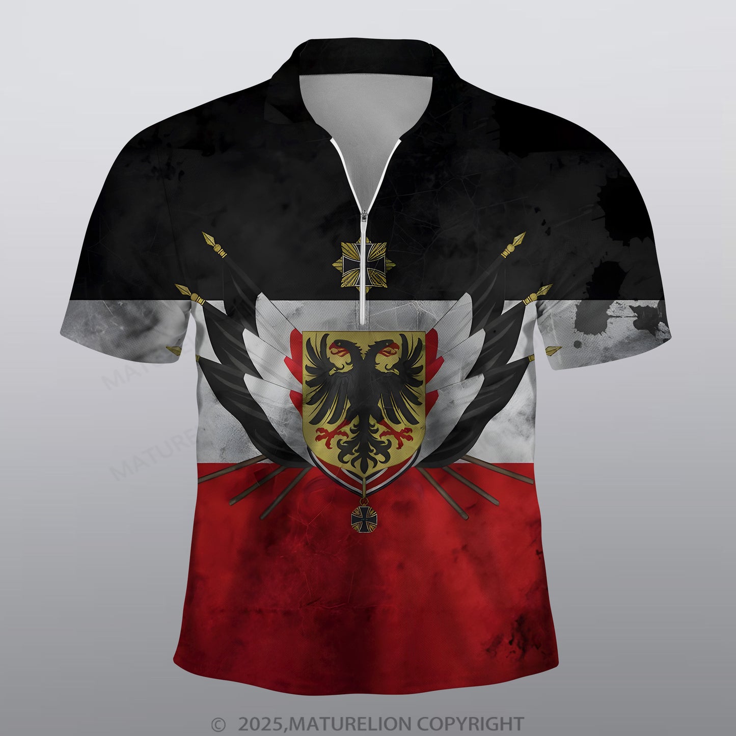 Maturelion Deutschland Männer Voll-Print Polo Shirt