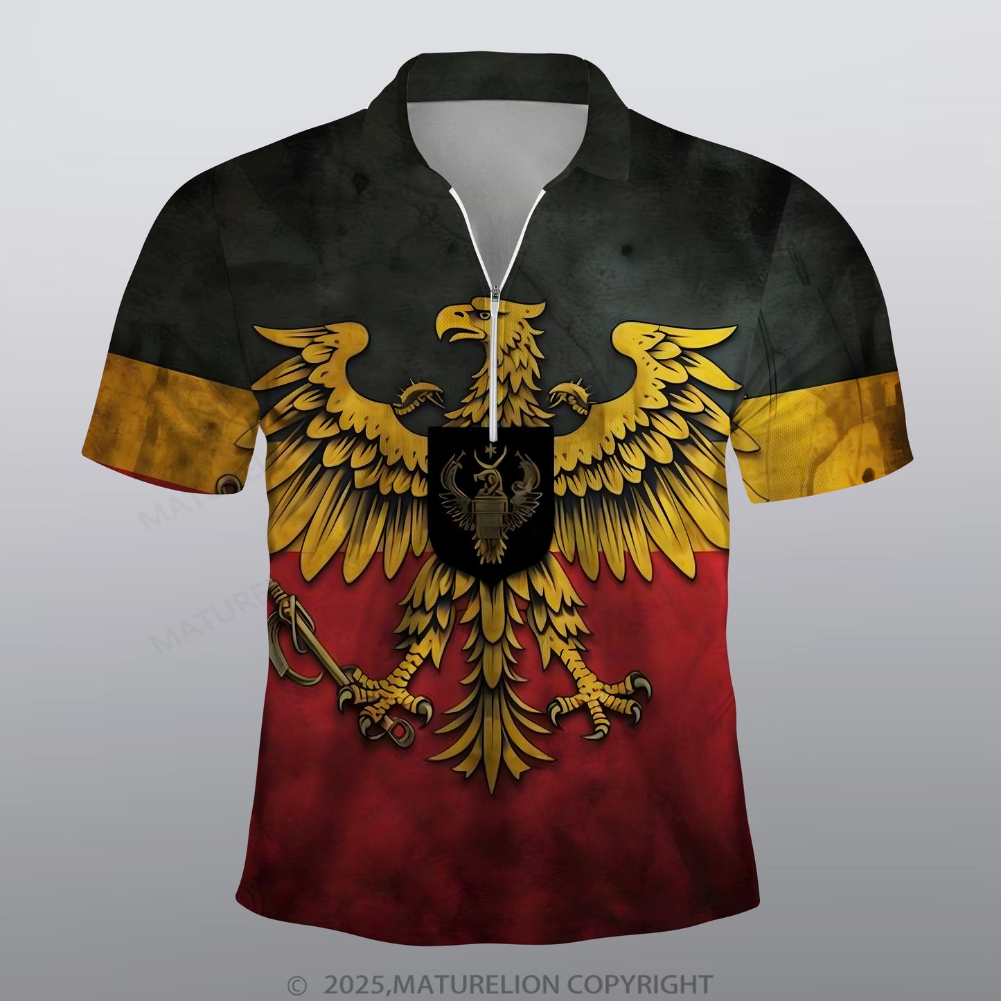 Maturelion Deutschland Männer Voll-Print Polo Shirt