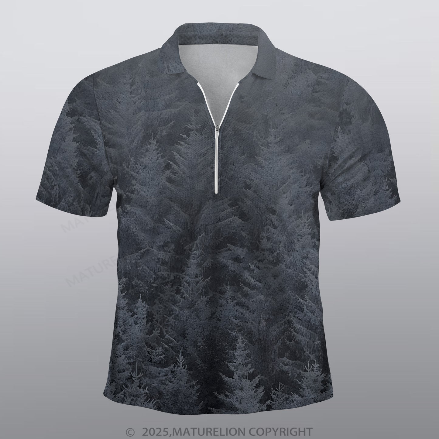 Maturelion Schwarzwald Männer Voll-Print Polo Shirt