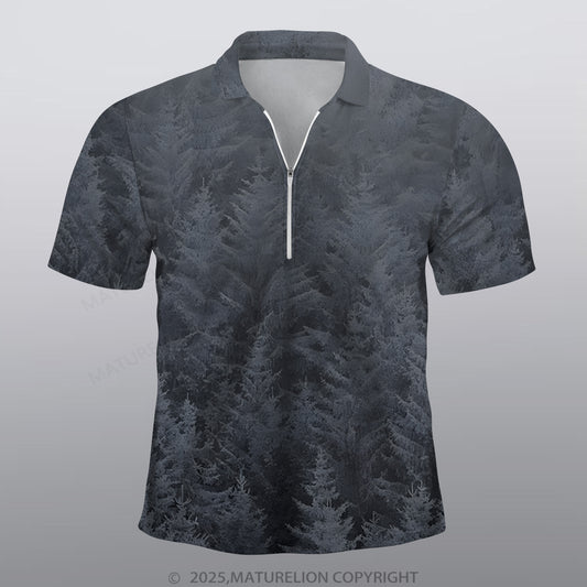 Maturelion Schwarzwald Männer Voll-Print Polo Shirt