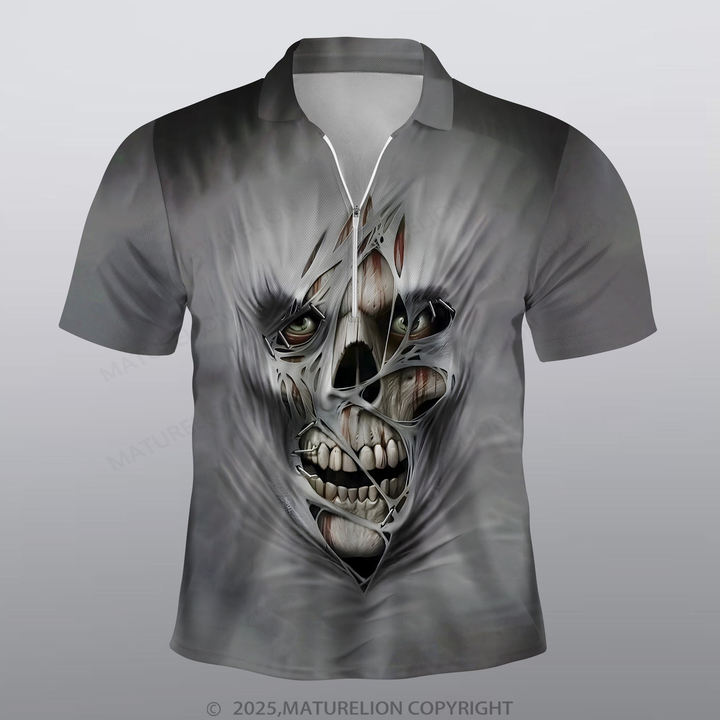 Maturelion Skeleton Männer Voll-Print Polo Shirt