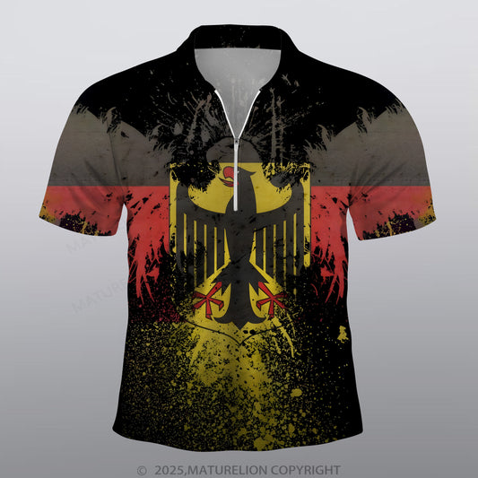 Maturelion Deutschland Männer Voll-Print Polo Shirt
