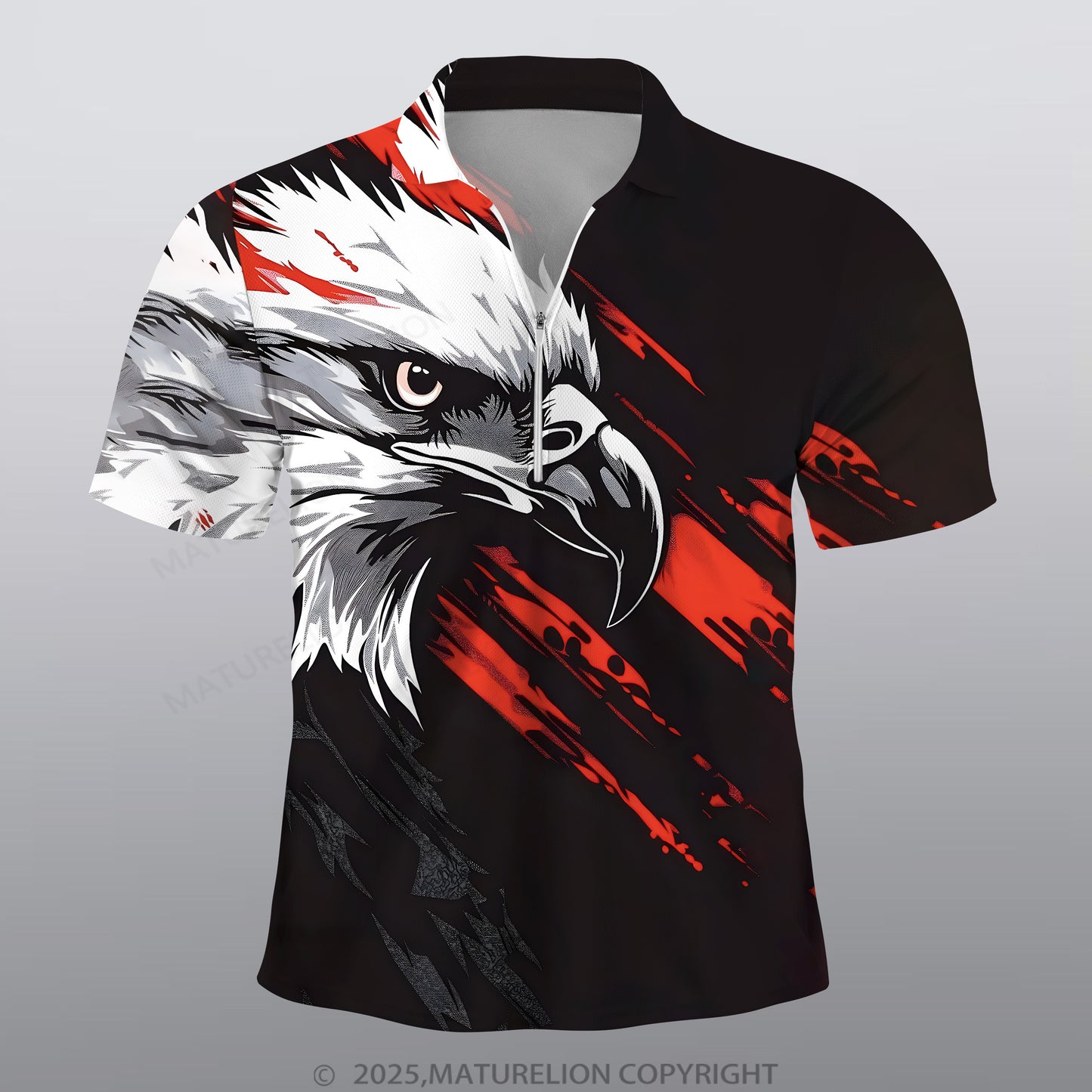 Maturelion Adler Männer Voll-Print Polo Shirt