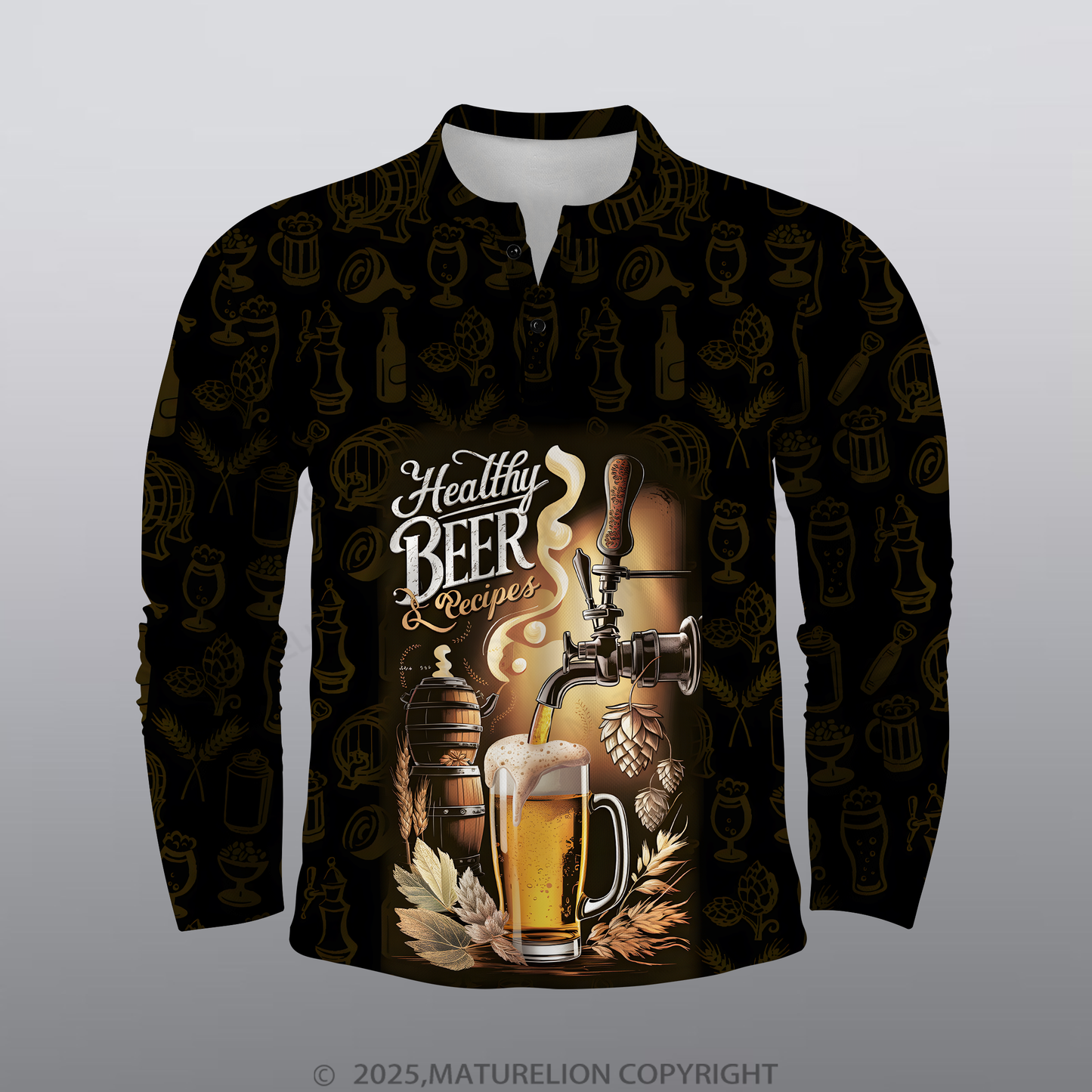 Maturelion Bier Männer Voll-Print Polo Shirt