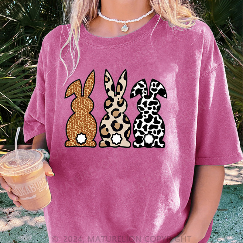 Maturelion Drei Osterhasen Damen Gewaschene Vintage T-Shirt