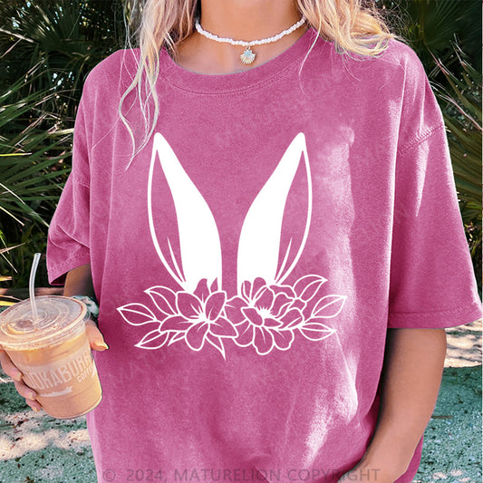 Maturelion Osterhase Ohren Damen Gewaschene Vintage T-Shirt