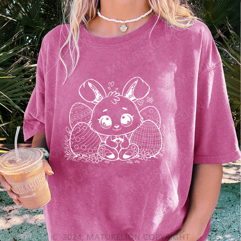 Maturelion Osterhase und Ostereier Damen Gewaschene Vintage T-Shirt