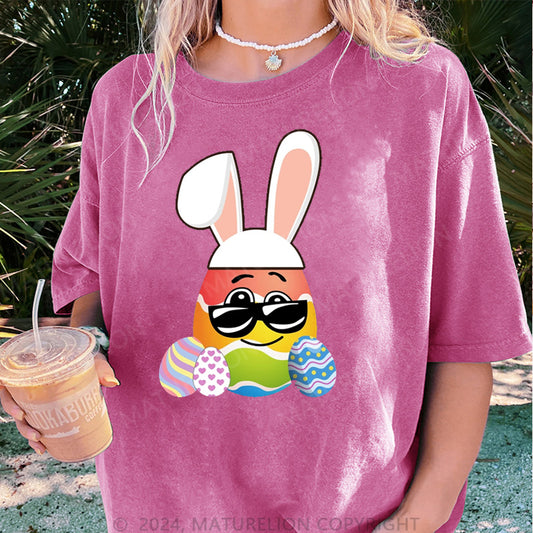 Maturelion Osterhase mit Brille Damen Gewaschene Vintage T-Shirt