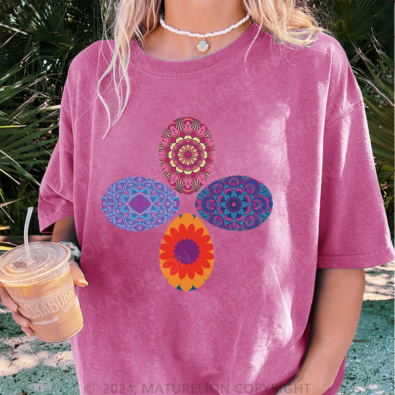 Maturelion Vier Ostereier Damen Gewaschene Vintage T-Shirt