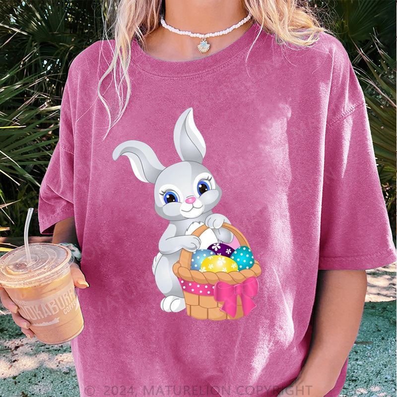 Maturelion Ostern Hase und Eier Damen Gewaschene Vintage T-Shirt