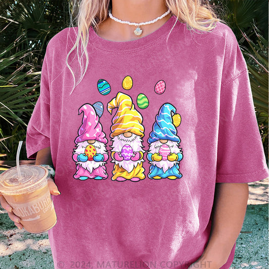 Maturelion Bunt Zwerg und bunt Ostereier Damen Gewaschene Vintage T-Shirt